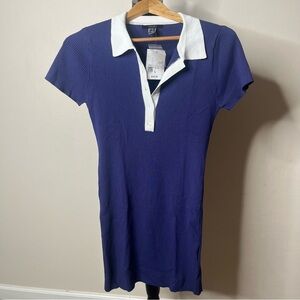 Forever 21 Women’s Navy‎ Blue Ribbed Knit Mini Polo Mini Dress Sz L NWT